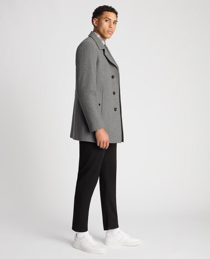 Man wearing a grey Tailored Fit Overcoat