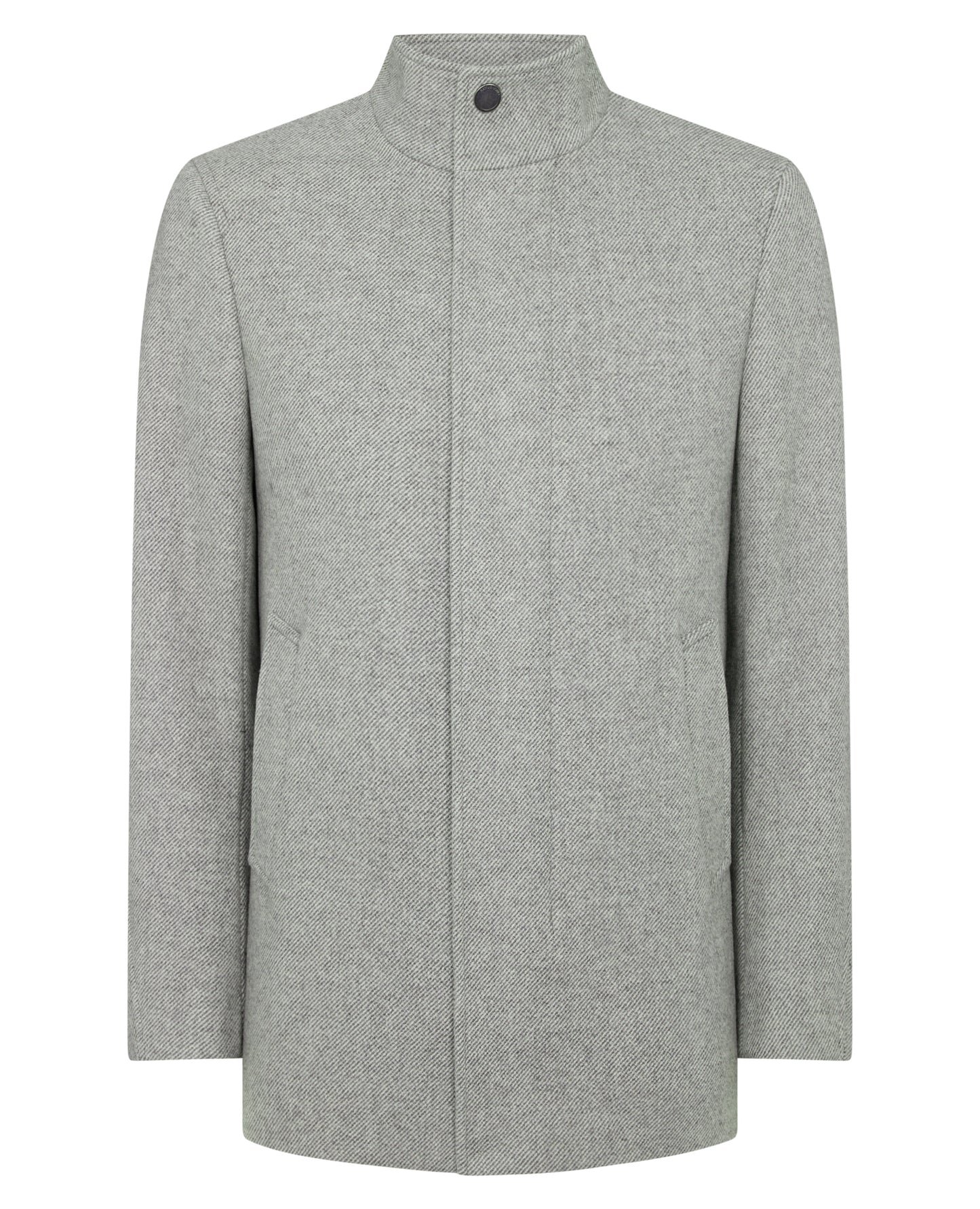 Man wearing a grey Jacob Regular Fit Wool Blend Coat