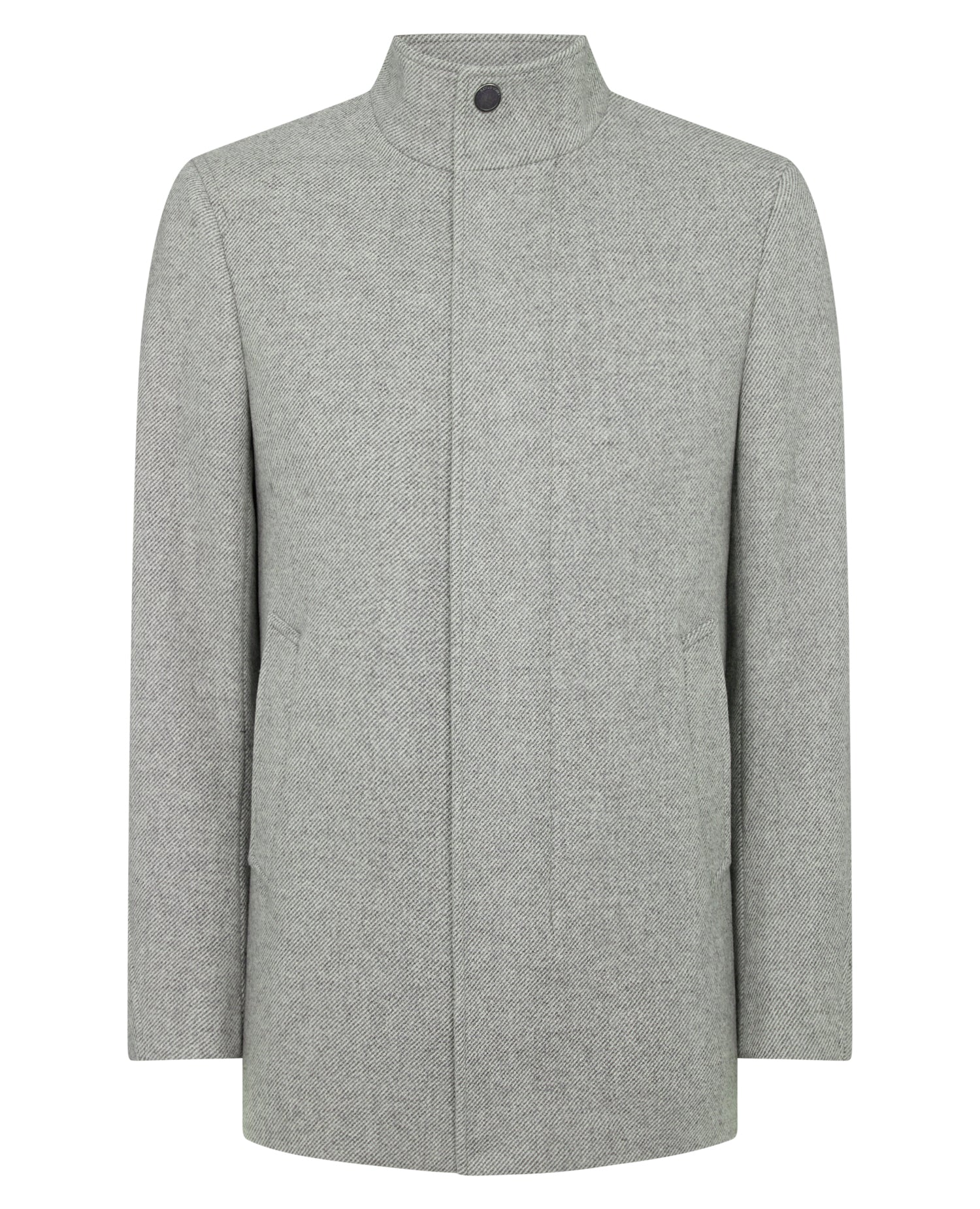 Man wearing a grey Jacob Regular Fit Wool Blend Coat