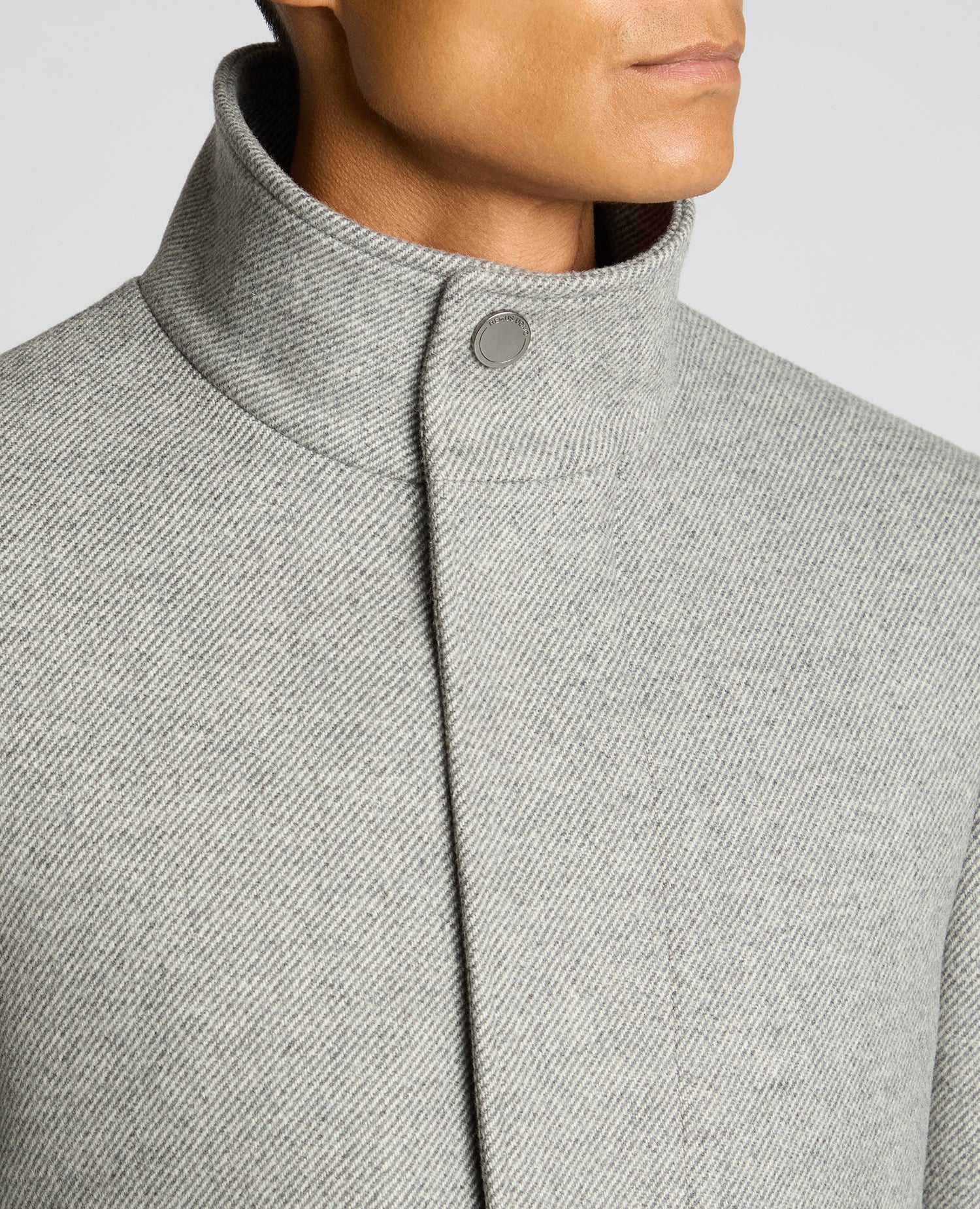 Man wearing a grey Jacob Regular Fit Wool Blend Coat