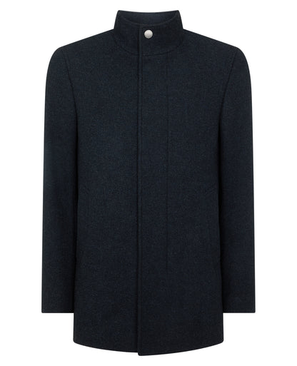 Man wearing a blue Jacob Regular Fit Wool Blend Coat