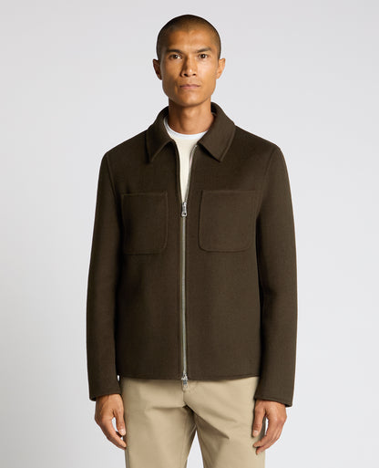Man wearing a green Conrad Relaxed Fit Wool Rich Jacket