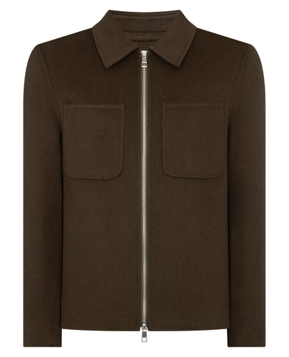Man wearing a green Conrad Relaxed Fit Wool Rich Jacket