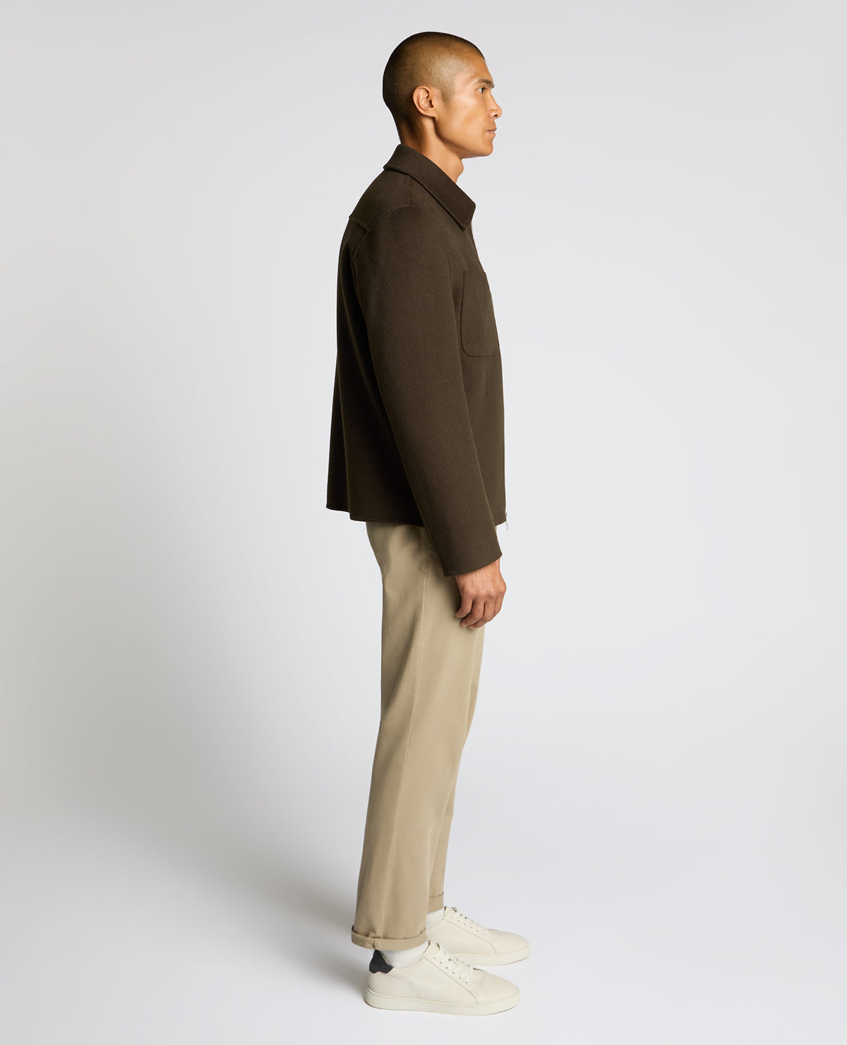 Man wearing a green Conrad Relaxed Fit Wool Rich Jacket