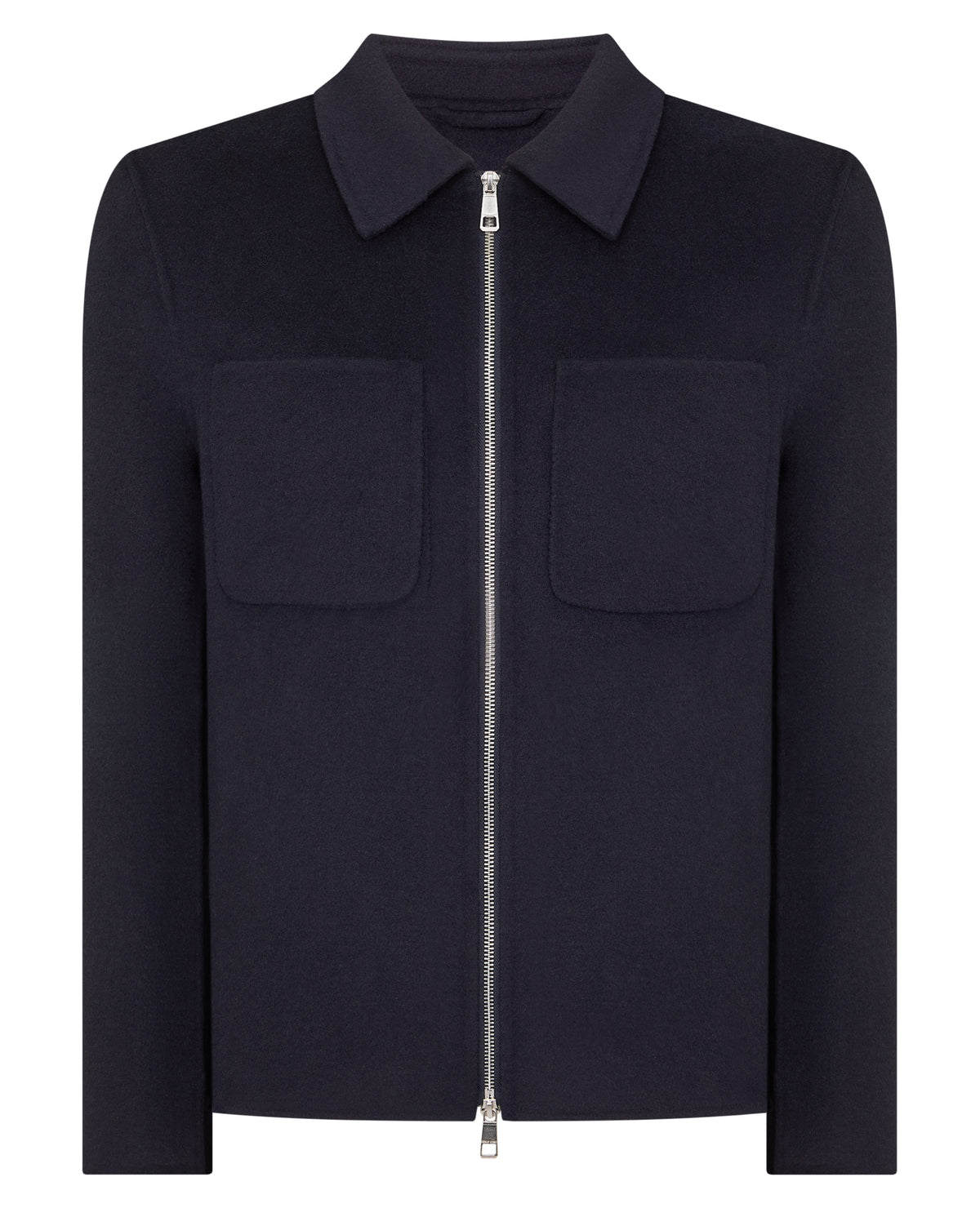 Man wearing a navy Conrad Relaxed Fit Wool Rich Jacket