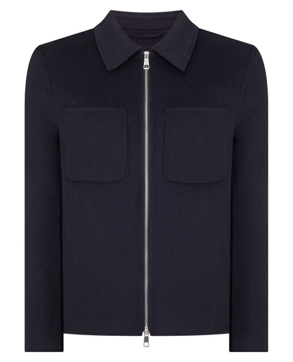 Man wearing a navy Conrad Relaxed Fit Wool Rich Jacket
