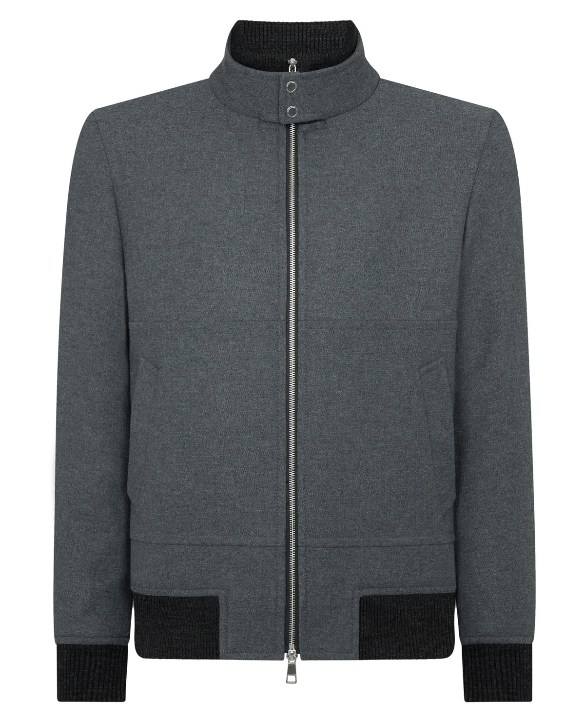 Man wearing a grey Braxton Regular Fit Twill Jacket