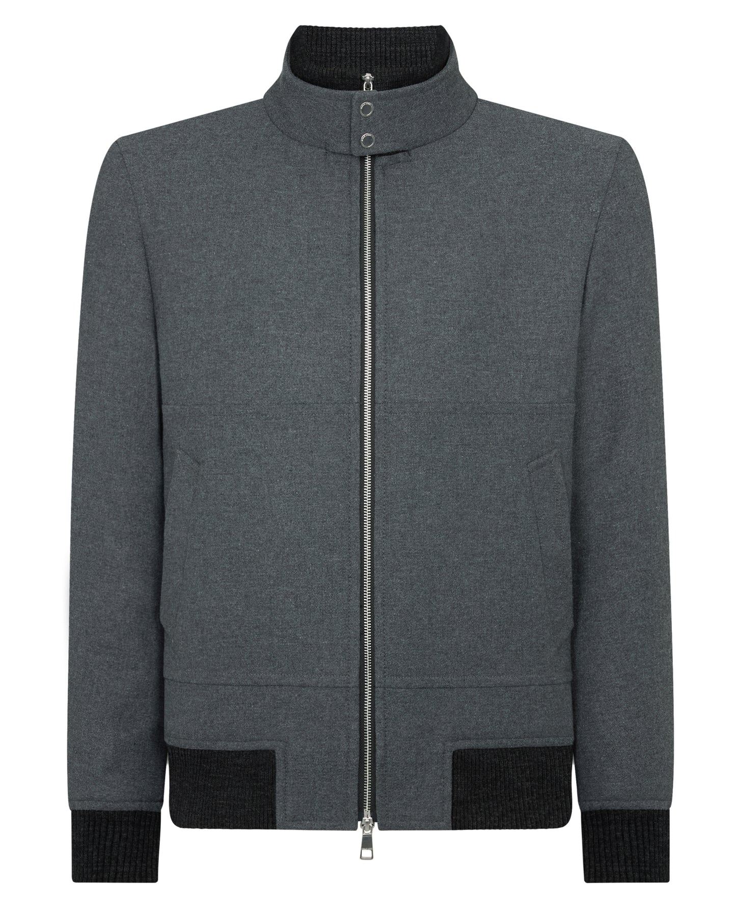 Man wearing a grey Braxton Regular Fit Twill Jacket