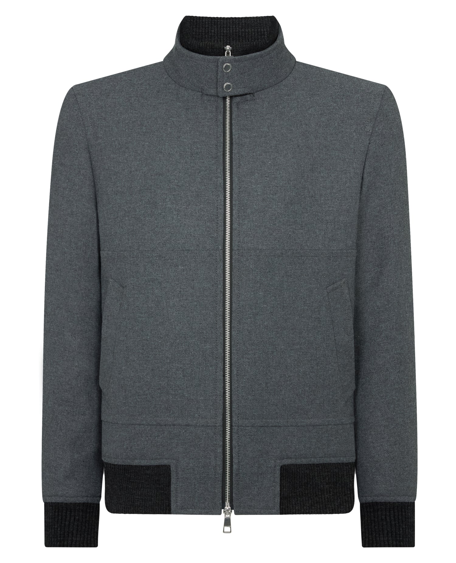 Man wearing a grey Braxton Regular Fit Twill Jacket