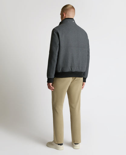 Man wearing a grey Braxton Regular Fit Twill Jacket