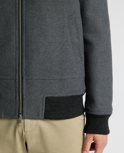 Man wearing a grey Braxton Regular Fit Twill Jacket