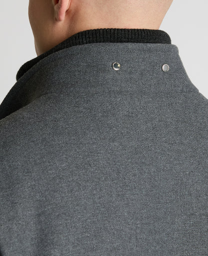 Man wearing a grey Braxton Regular Fit Twill Jacket