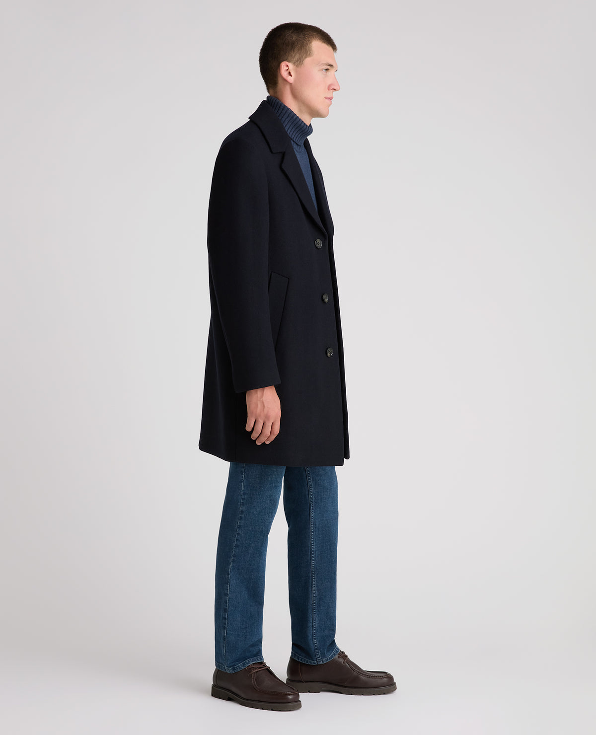Navy Dylan Wool Rich Overcoat