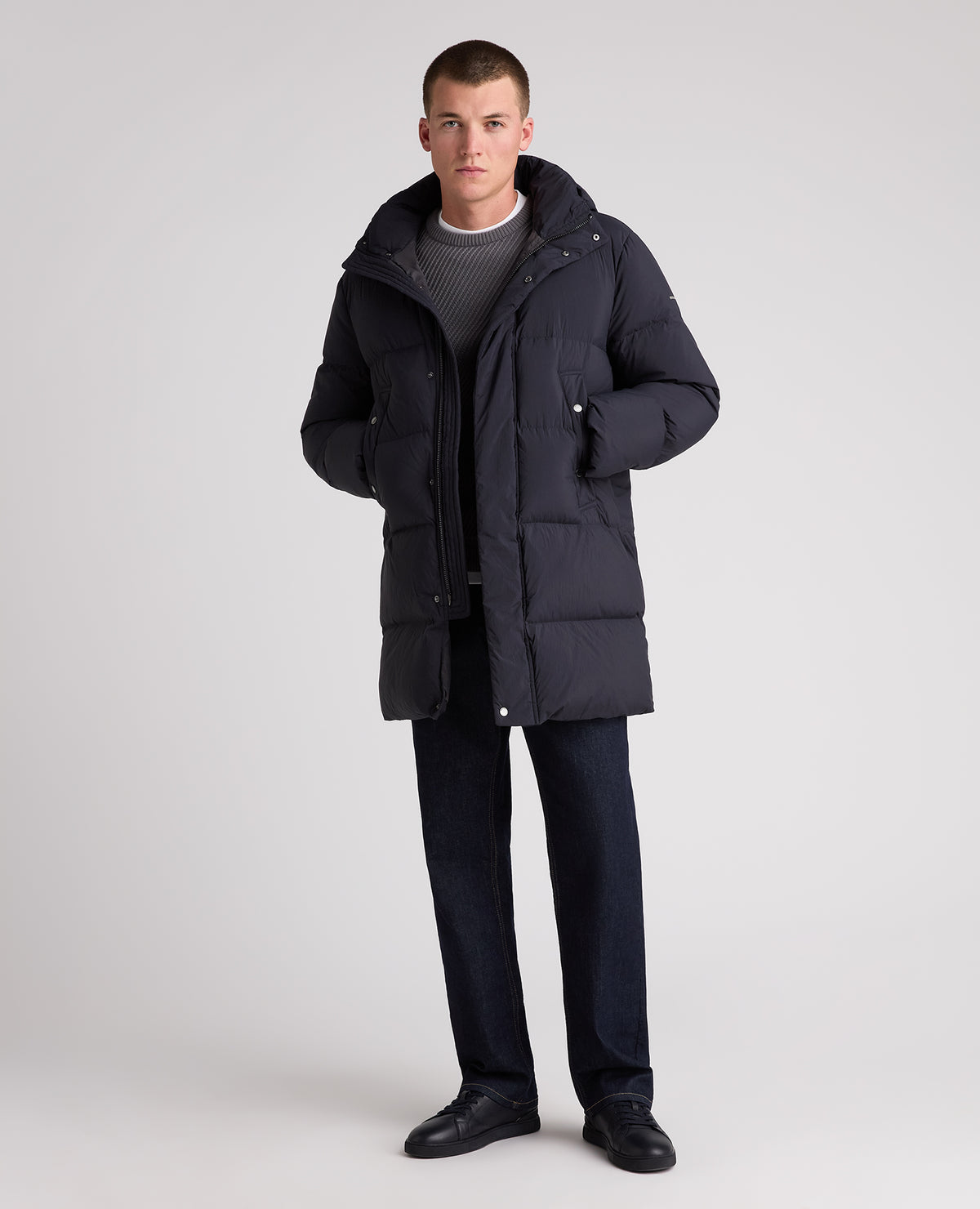 Navy Tate Quilted Parka Coat