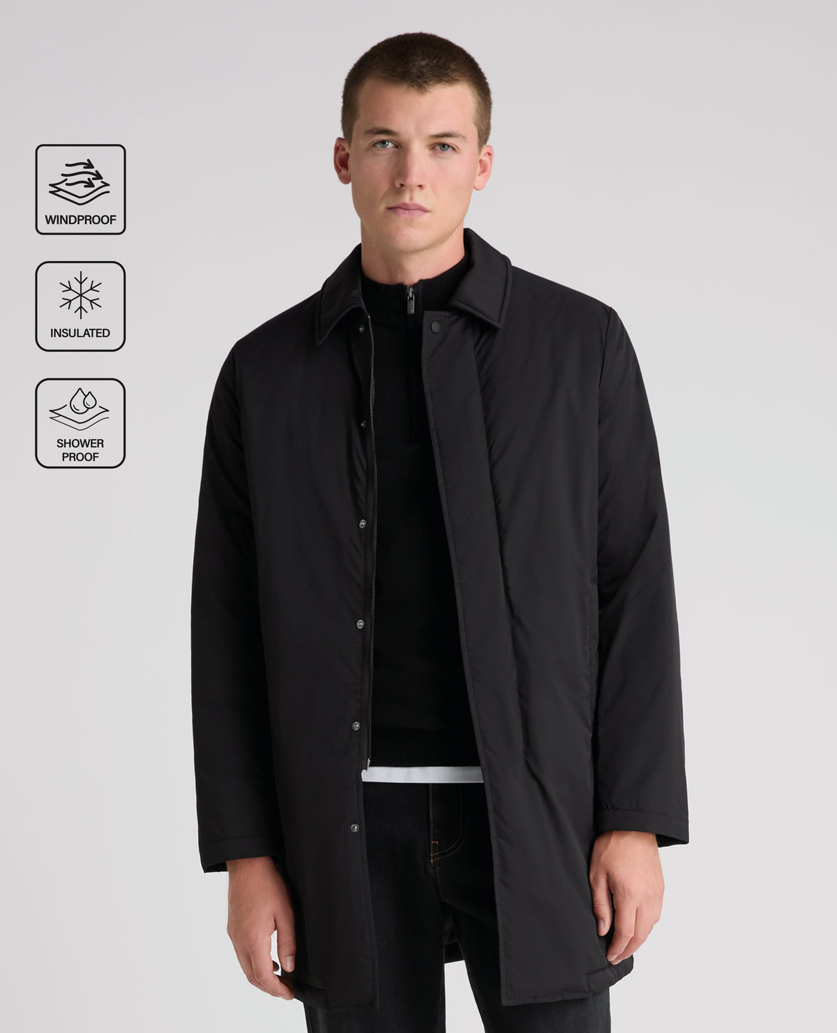 Black Paolo Windproof Car Coat