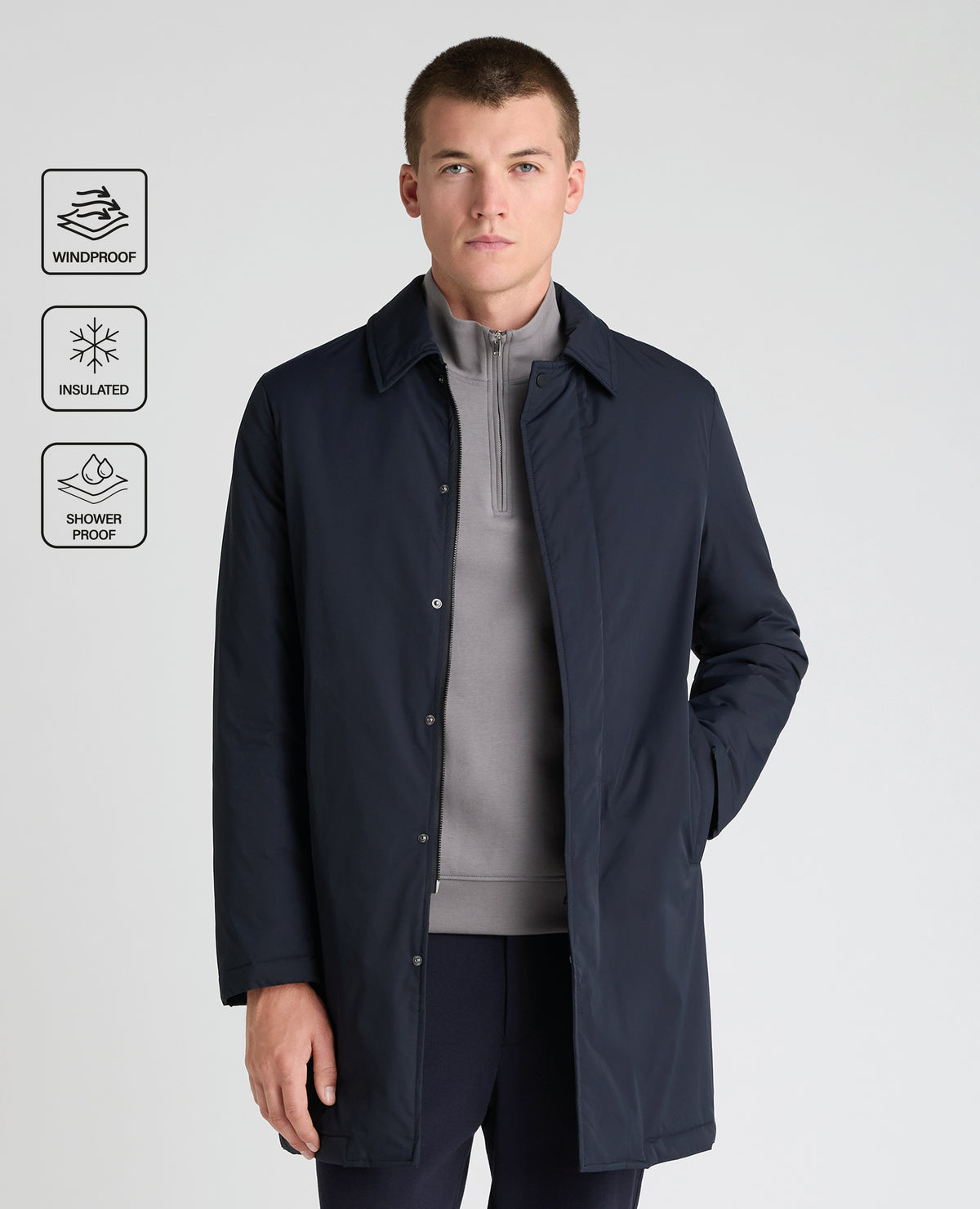 Navy Paolo Windproof Car Coat
