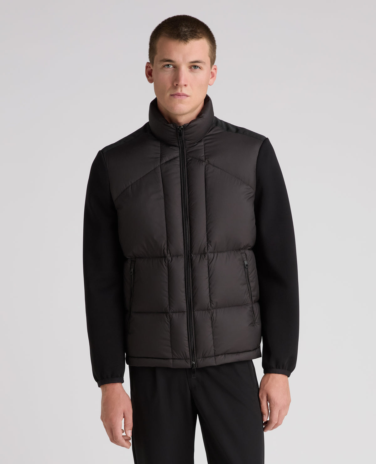 Black Morino Quilted Hybrid Jacket
