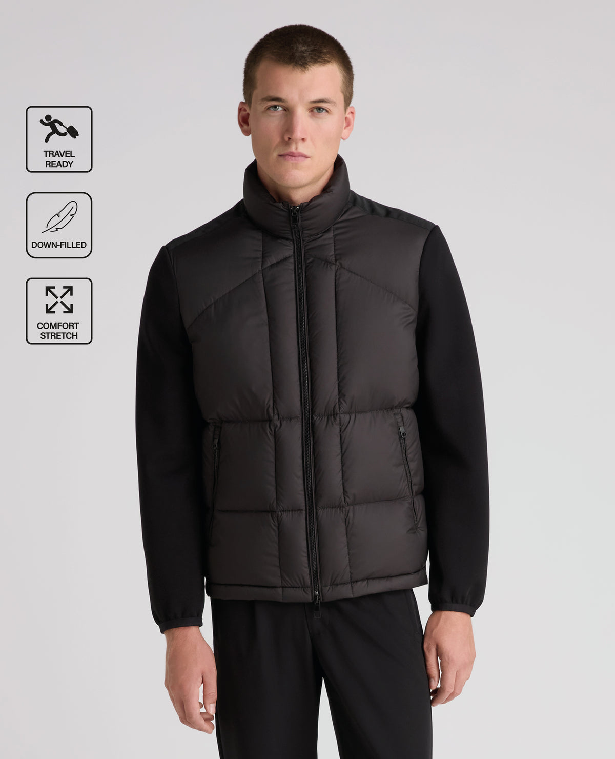 Black Morino Quilted Hybrid Jacket