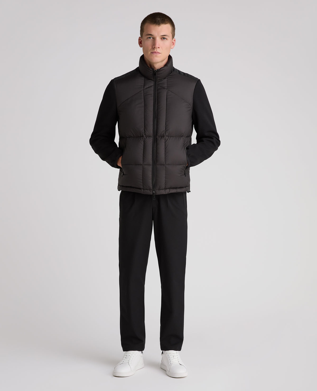 Black Morino Quilted Hybrid Jacket