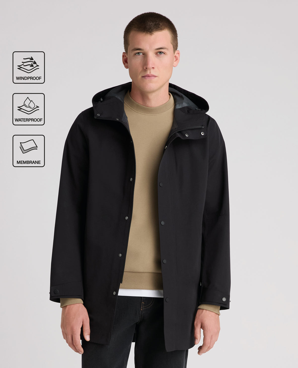Black Reino Waterproof Parka Coat