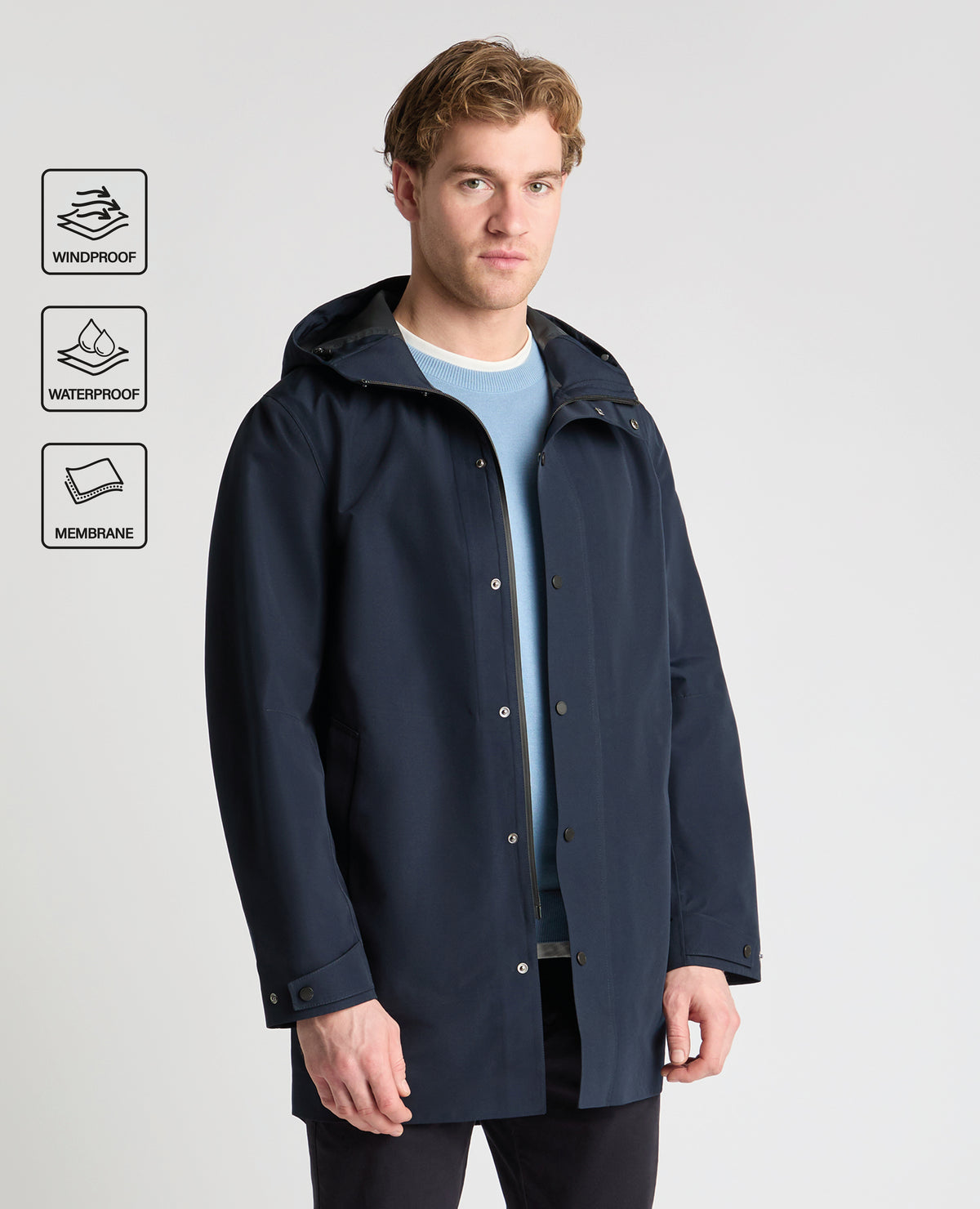 Navy Reino Waterproof Parka Coat