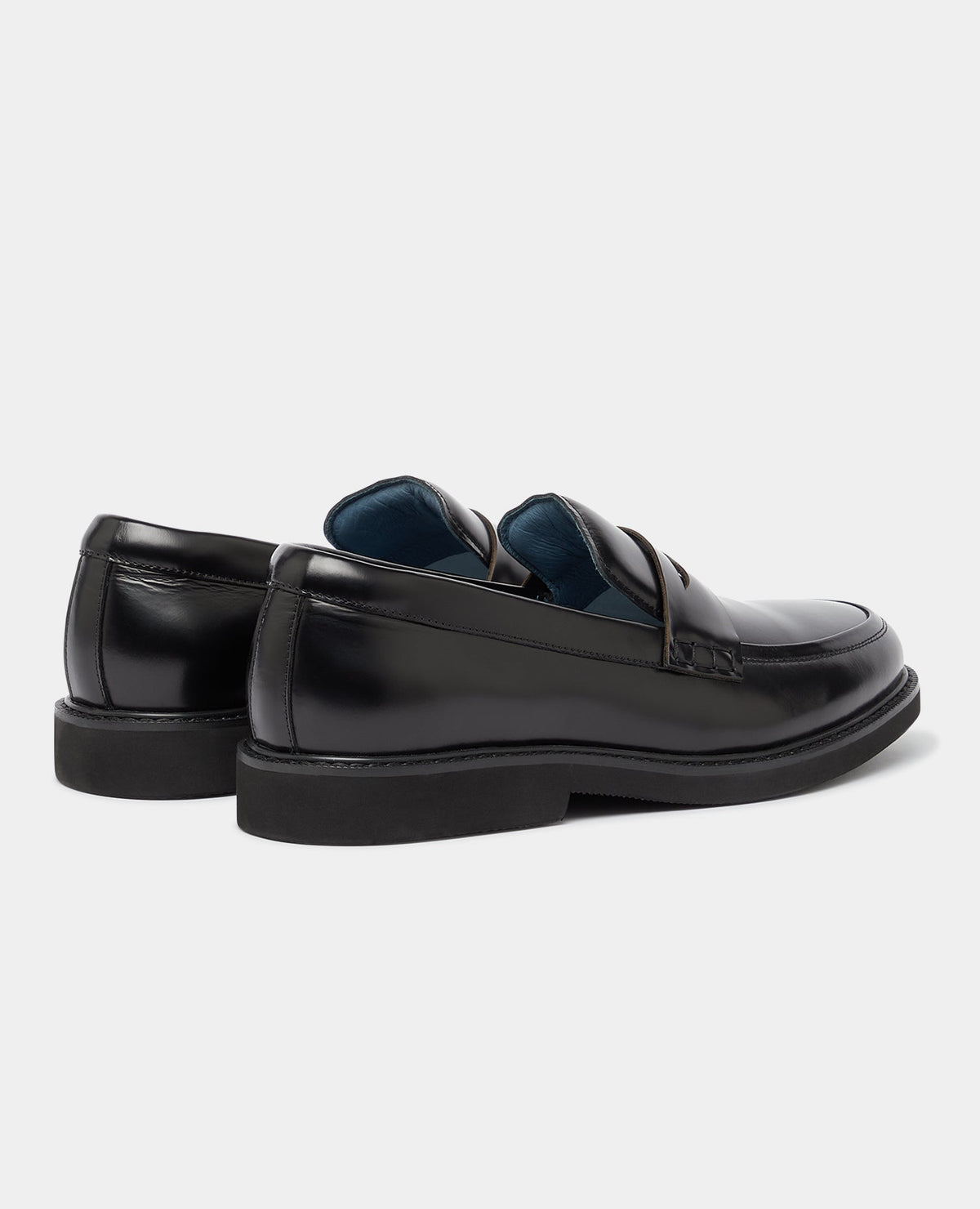Man wearing a black Leather Slip On Loafer