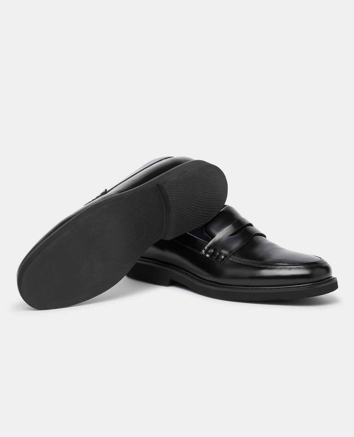 Man wearing a black Leather Slip On Loafer