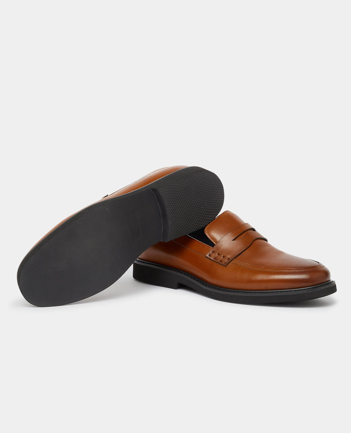 Man wearing a orange Leather Slip On Loafer