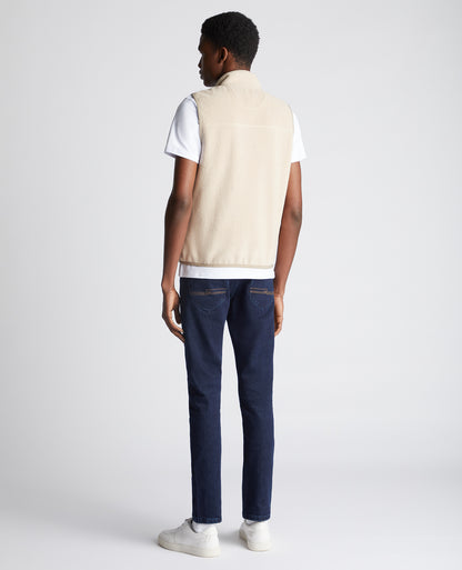 Man wearing a sand Slim Fit Gilet Fleece