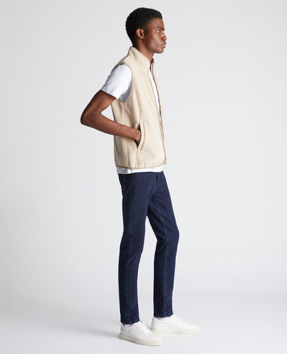 Man wearing a sand Slim Fit Gilet Fleece