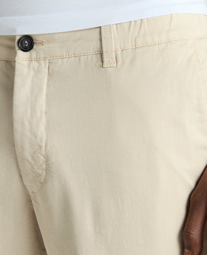 Man wearing a sand Straight Leg Cotton-Tencel Blend Chinos