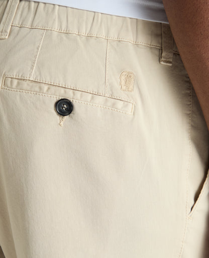 Man wearing a sand Straight Leg Cotton-Tencel Blend Chinos