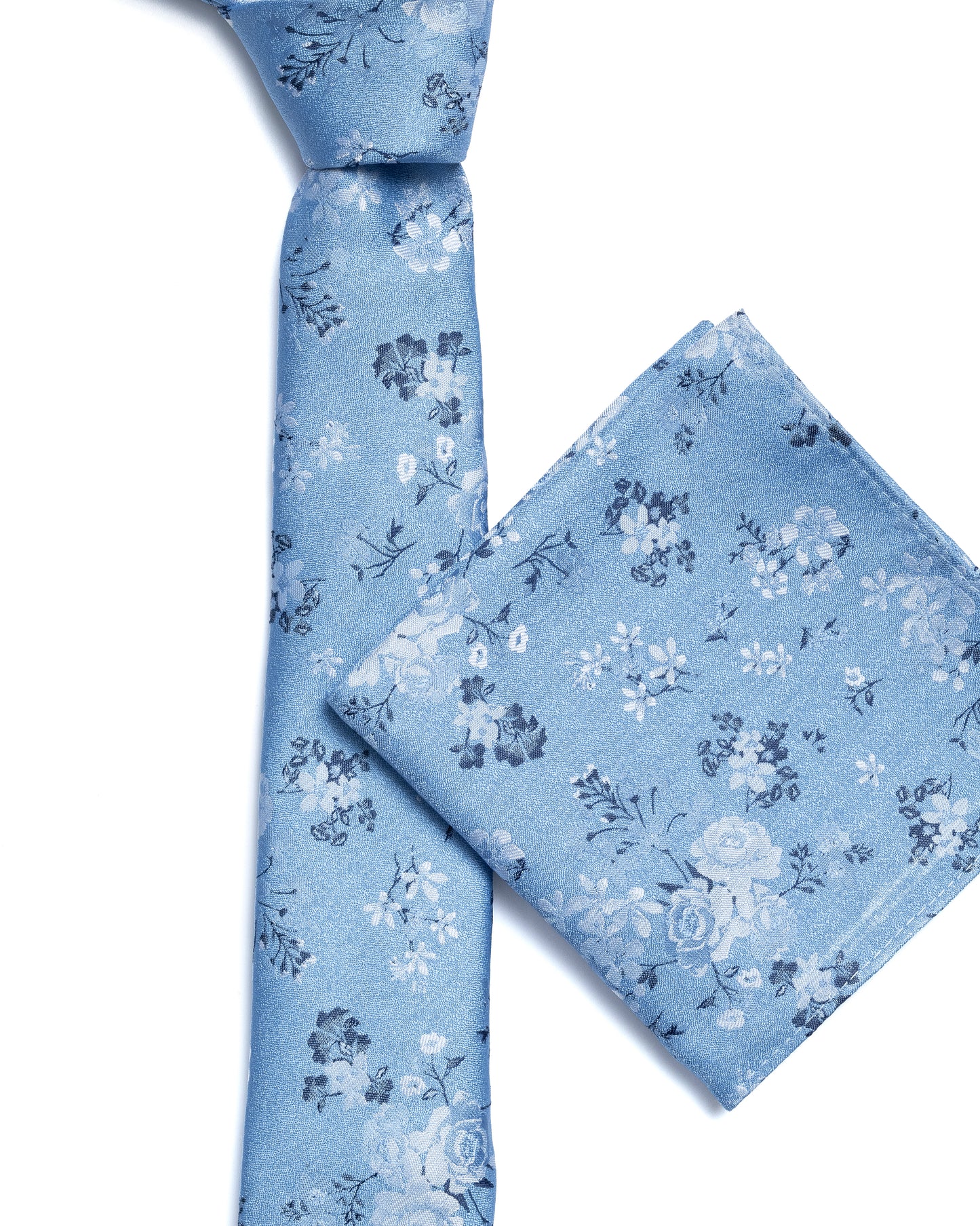 Blue Floral Foliage Print Tie