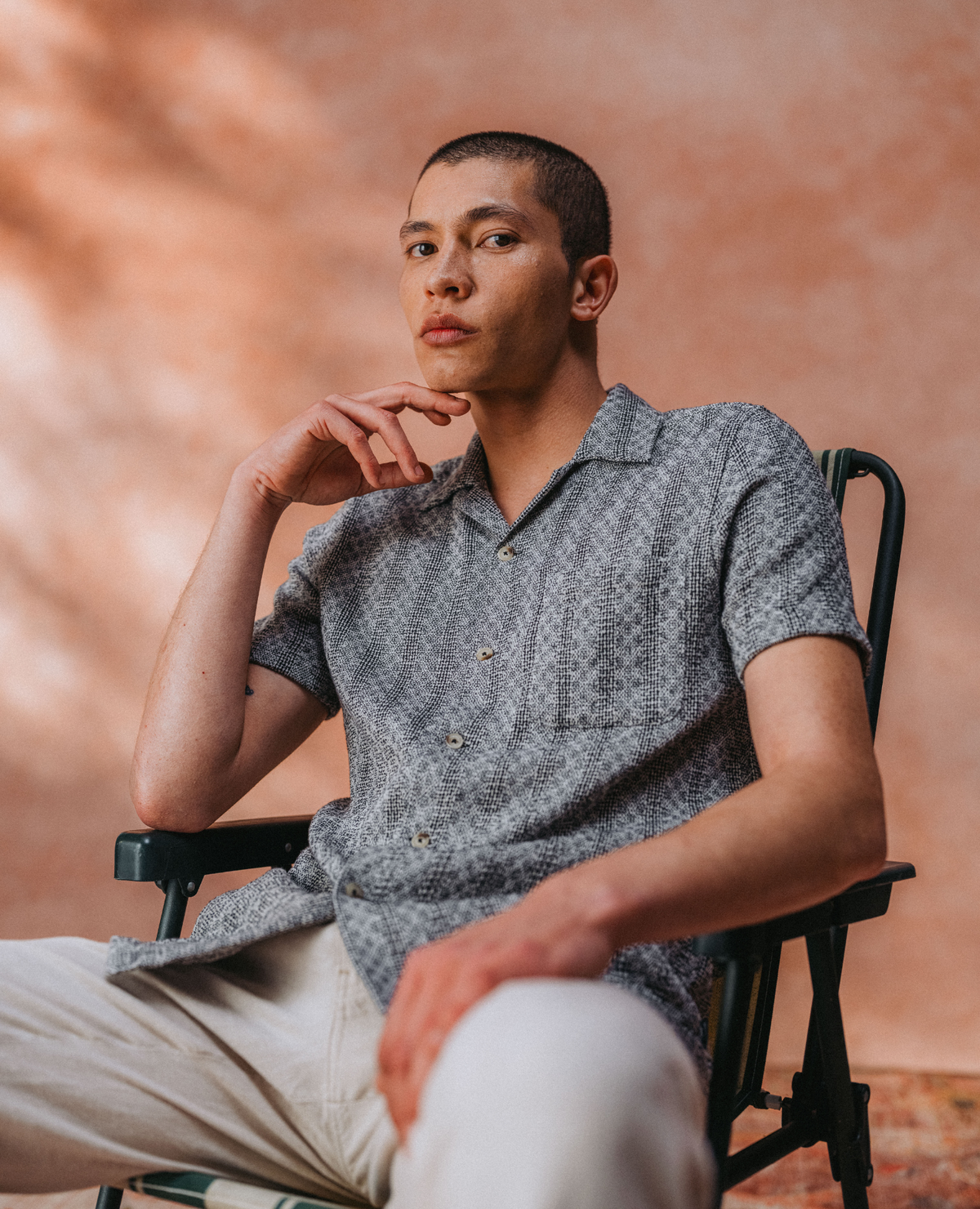 Tapered Fit Two-Tone Textured Shirt